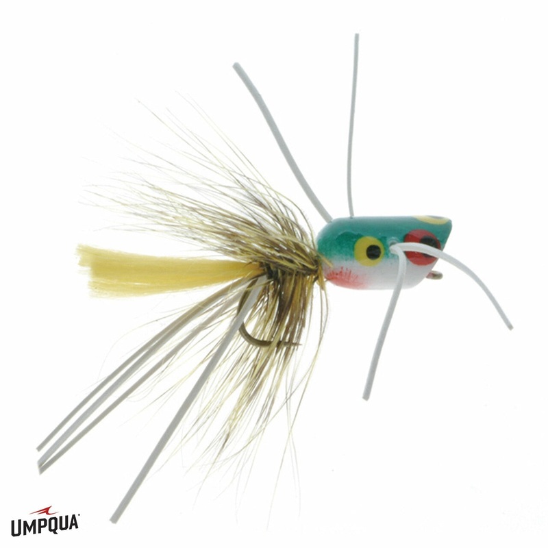 Umpqua Micro Popper|10|Frog|White|Black|Chartreuse