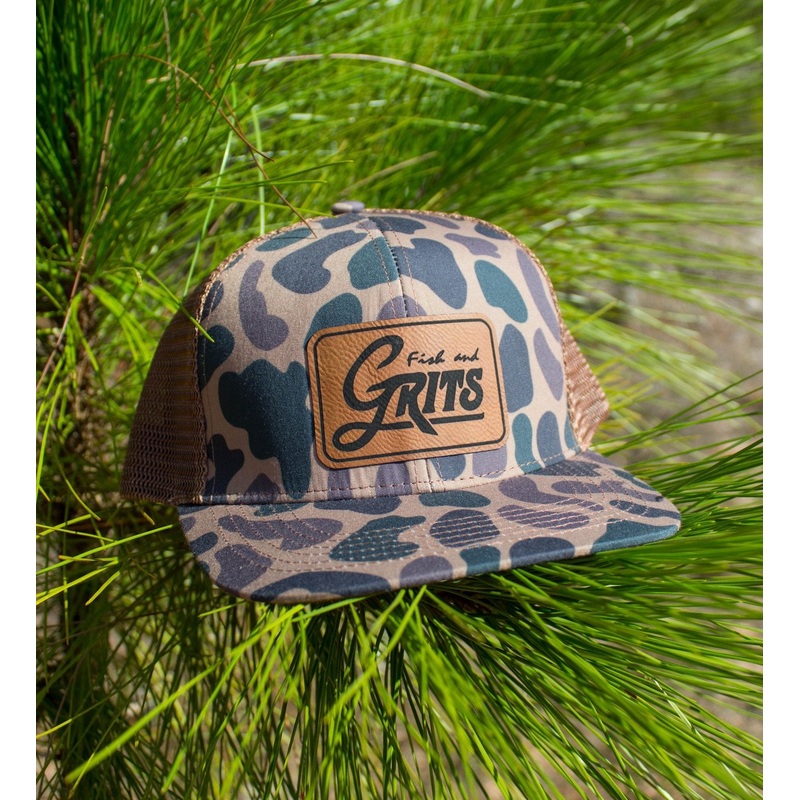 Fish and Grits Leatherette Trucker Hat