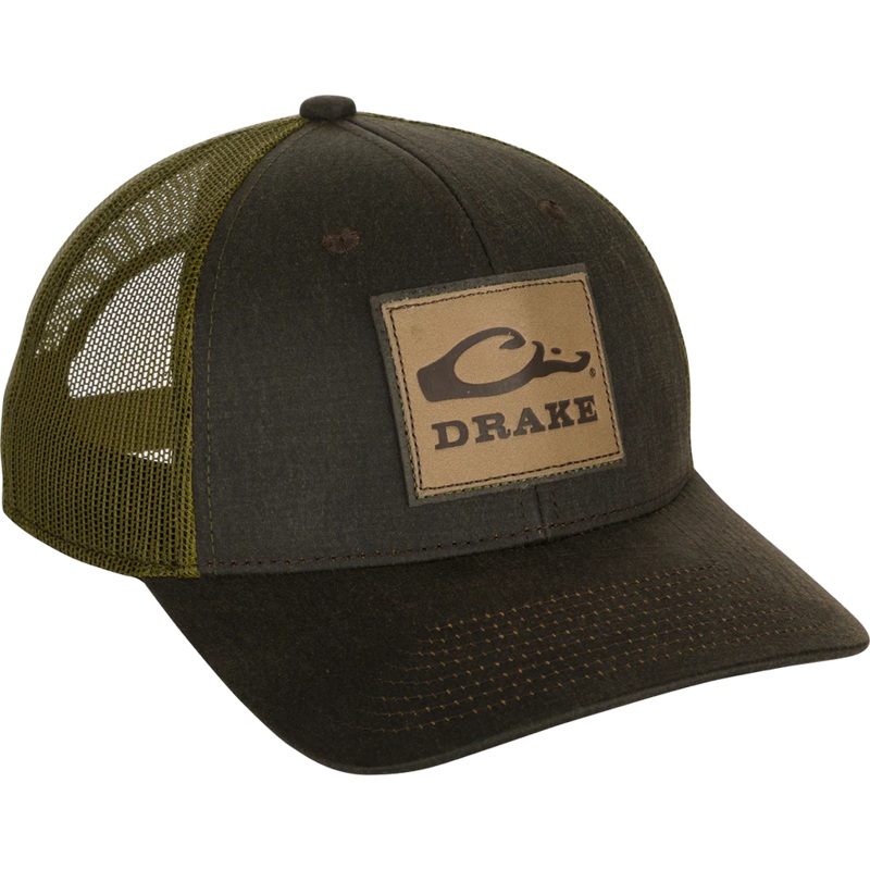 Drake Leather Patch Mesh Back Cap – Dark Brown