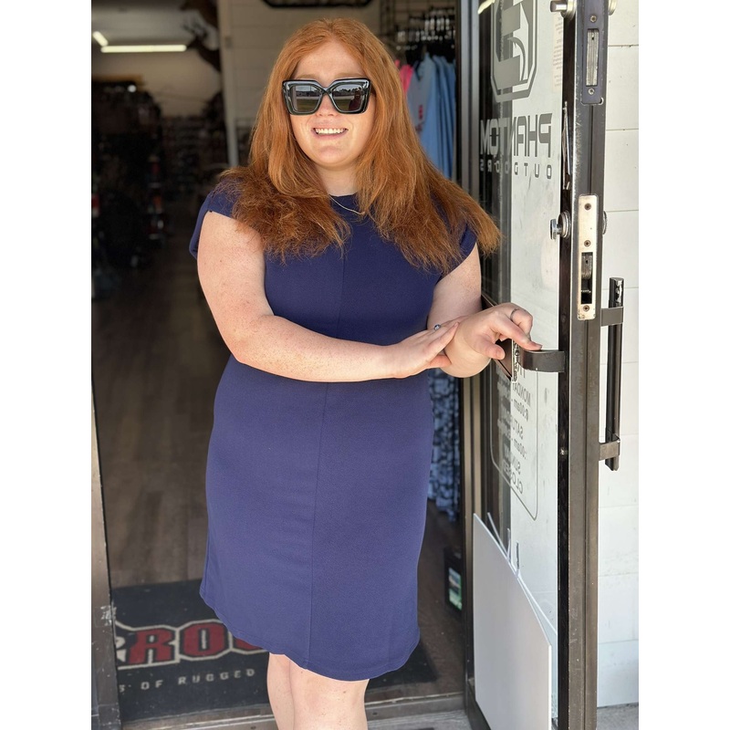 Women’s Solid Crewneck Navy Blue Dress