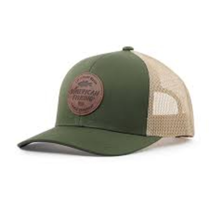 Aftco’s Lemonade Leather Patch Trucker – Olive