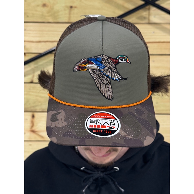 Flying Wood Duck Rope Hat – Olive