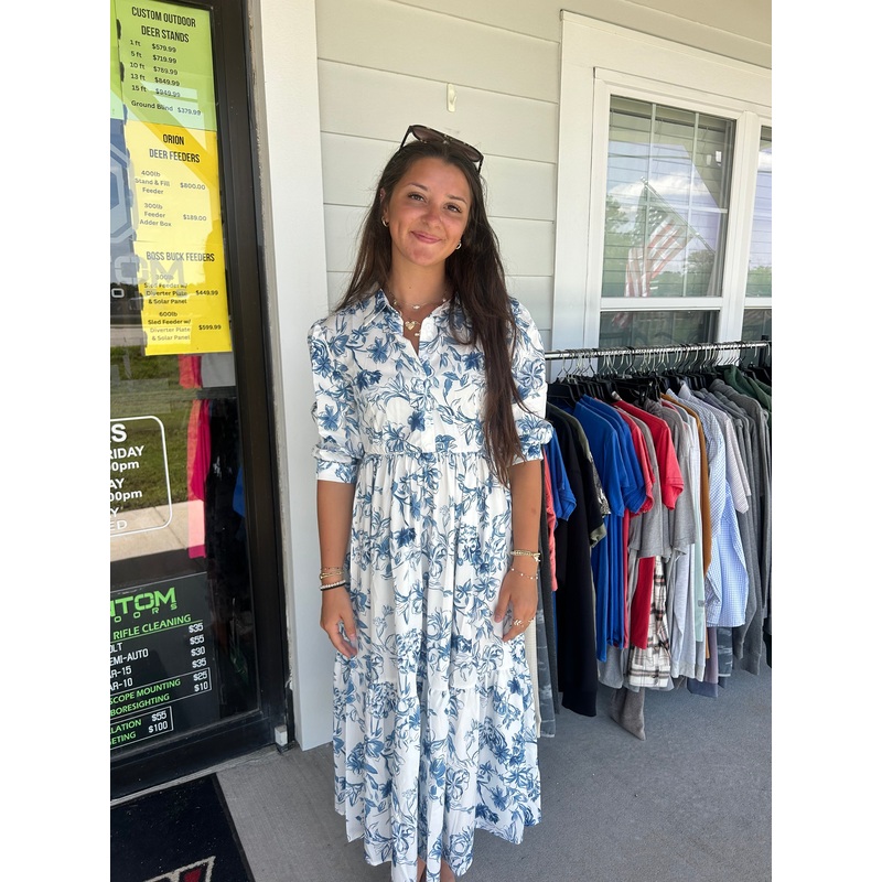 Blue Floral Midi Dress|Small|Medium|Large