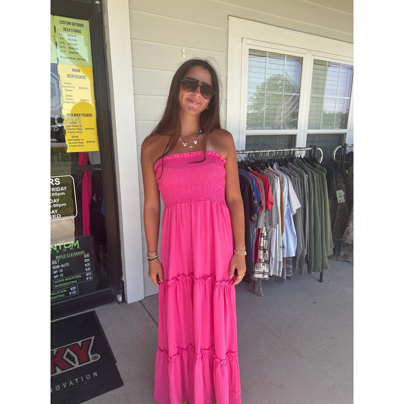 Tube Top Maxi Dress – Hot Pink