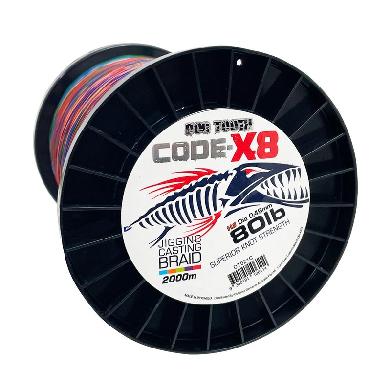 Dog Tooth Code X8 80lb Multicolour Braid – Electric Reel/Combo Special Price Spool Up