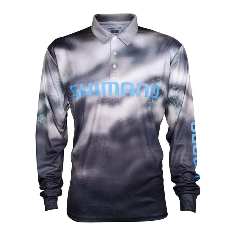 Shimano Technical Sublimated Fishing Shirt Charcoal Camo