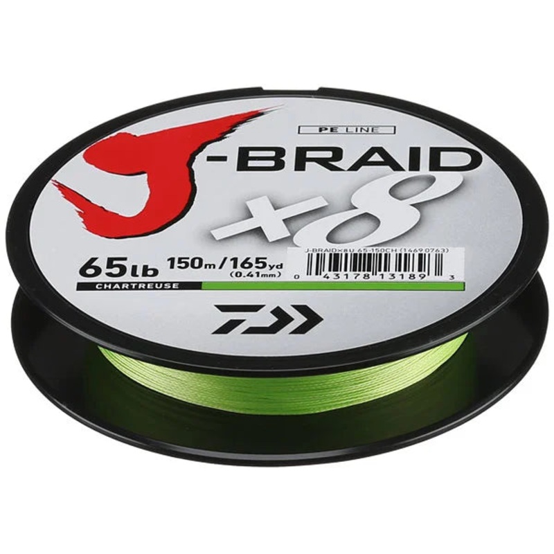 DAIWA J-BRAID X8 CHARTREUSE|Chartreuse|8LB.-330yds.|10LB.-165yds.|10LB.-330yds.|15LB.-165yds.|15LB.-330yds.|20LB.-165yds.|20LB.-330yds.