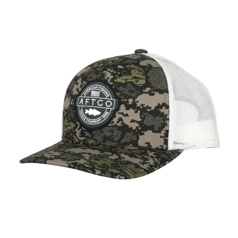 AFTCO BASS PATCH TRUCKER HAT|Green Camo