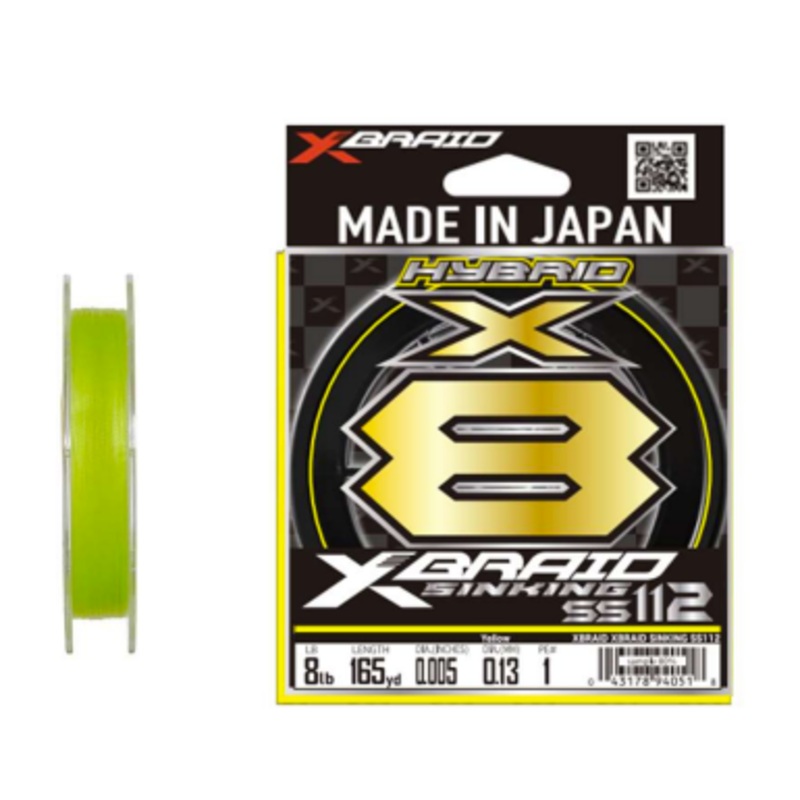 YGK XBRAID X8 SINKING|Hi-Vis Yellow|8 lb|10 lb|15 lb|20 lb|30 lb