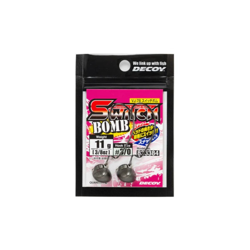 DECOY VJ-78 SWITCH BOMB|1/0 – 3.5g|1/0 – 5g|2/0 – 7g|2/0 – 9g|3/0 – 11g|3/0 – 14g