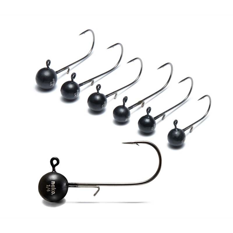NAKO TUNGSTEN BALL JIG HEAD|1/32 oz – |6|1/16 oz – |6|1/16 oz – |4|1/16 oz – |2|1/8 oz – |1|1/8 oz – 1/0|1/8 oz – 2/0|3/16 oz – |2|3/16 oz – 1/0|3/16 oz – 2/0|1/4 oz – 1/0|1/4 oz – 2/0|3/8 oz – 2/0